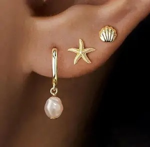 3/4 Pairs Huggie Hoop Earring Sets for Women, CZ Earrings Jewelry Small Hypoallergenic Trendy Waterproof Lightweightt Multiple Cartilage Earring