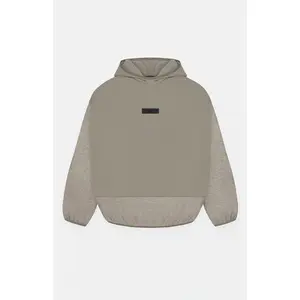 Fear of God ESSENTIALS Men's Dust Heather Grey Nylon Fleece Hooded Sweatshirt
