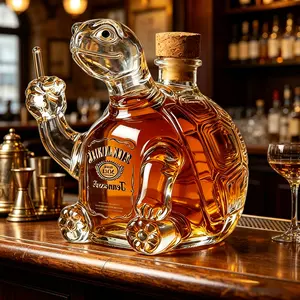 Turtle-Shaped Whiskey Decanter — Hand-Decorated Glass Body — A Stylish & Whimsical Home Accent — Eco-Friendly Product A Thoughtful Gift for Dad — The Ideal Addition to a Home Bar A Favorite Among Whiskey Enthusiasts — A Tasteful Gift for Any Occasion