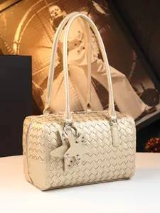 Elegant Woven Boston Bag for Women, Vintage Handbag Pillow Design, Unique Shoulder Crossbody Bag, Stylish and Versatile Accessory