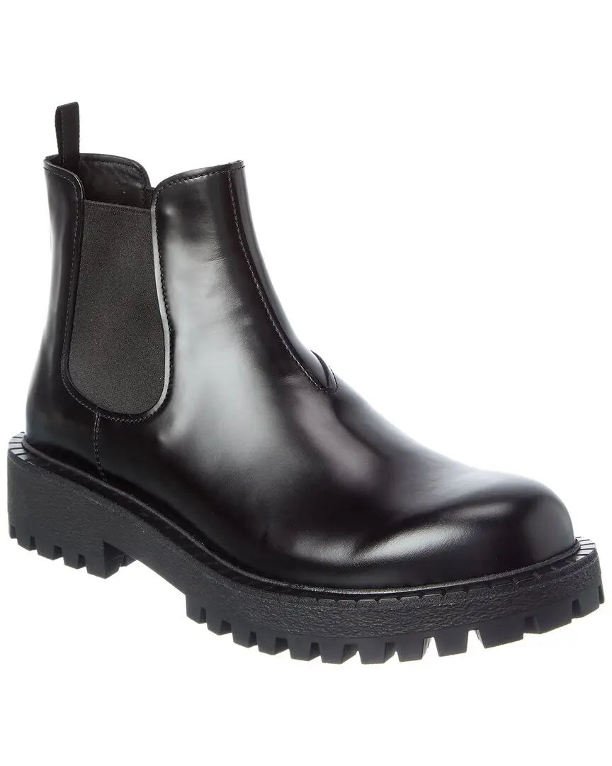 Prada Logo Leather Chelsea Bootie