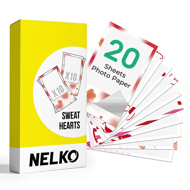 Nelko 2x3 Self-Adhesive Peel-Stick Photo Paper - PP01/PP03 Mini Printer Dedicated, Love Theme, Waterproof, 30-100 Sheets/Pack, Vibrant Crisp Colors, Flexibility, Personal Printing Needs, Easy Peel-And-Stick Use, TikTokShop Black Friday Special
