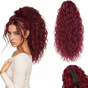 Claw Clip Ponytail Extension 18 Inch Curly Wavy Ponytail Extension Jaw Clip on Pony Tails Hairpiece for Women Fluffy Natural Synthetic for Daily Use