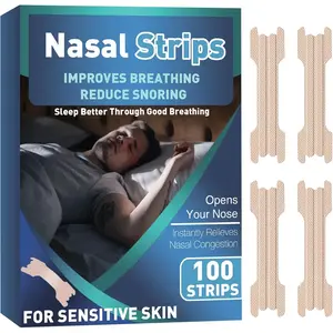 Nasal Strips for Snoring, Works Instantly Stops Snoring, Nasal Breathing Strips for Nasal Congestion Due to Cold & Allergy, 100 PCS
