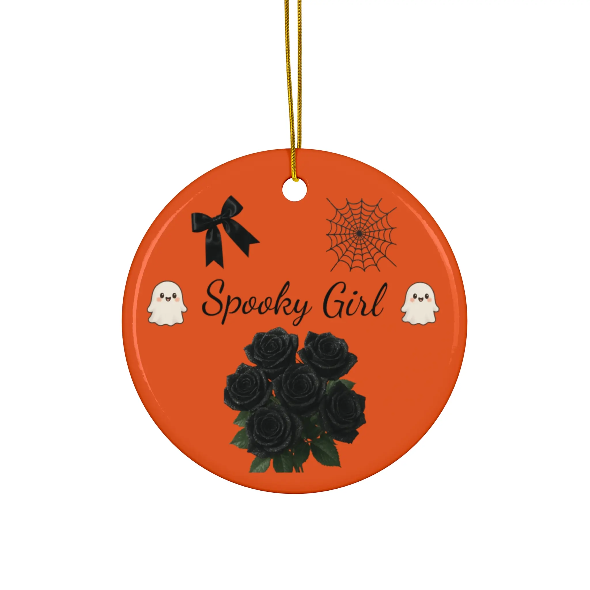 Spooky Girl Ceramic Ornament, Halloween Decor, Unique Gift, Holiday Ornament, Gothic Home Accents, Seasonal Decoration