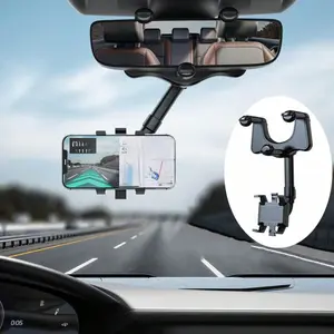 Universal Clip-on Car Phone Holder, Rotatable & Retractable Car Phone Holder, Rearview Mirror Driving Recorder Bracket, DVR/GPS Mobile Phone Support, Cellphone Car Mount
