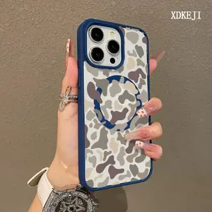 Camo Pattern Premium Magnetic Phone Cases for iPhone 17 16 15 14 Pro Max 13 12 Plus Smartphone Shockproof Protection Acrylic Cover For Samsung Galaxy S23 FE S24 S25 Plus Ultra Cellphone Protective magsafe case SitkaCamouflage Casing Protector