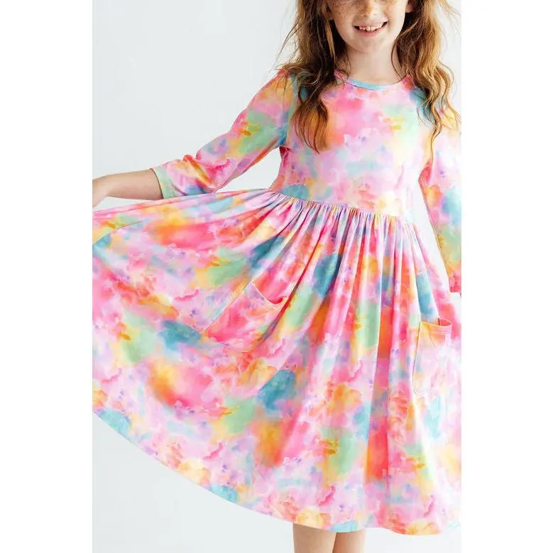 Swirly Whirly 3/4 Sleeve Pocket Twirl Dress