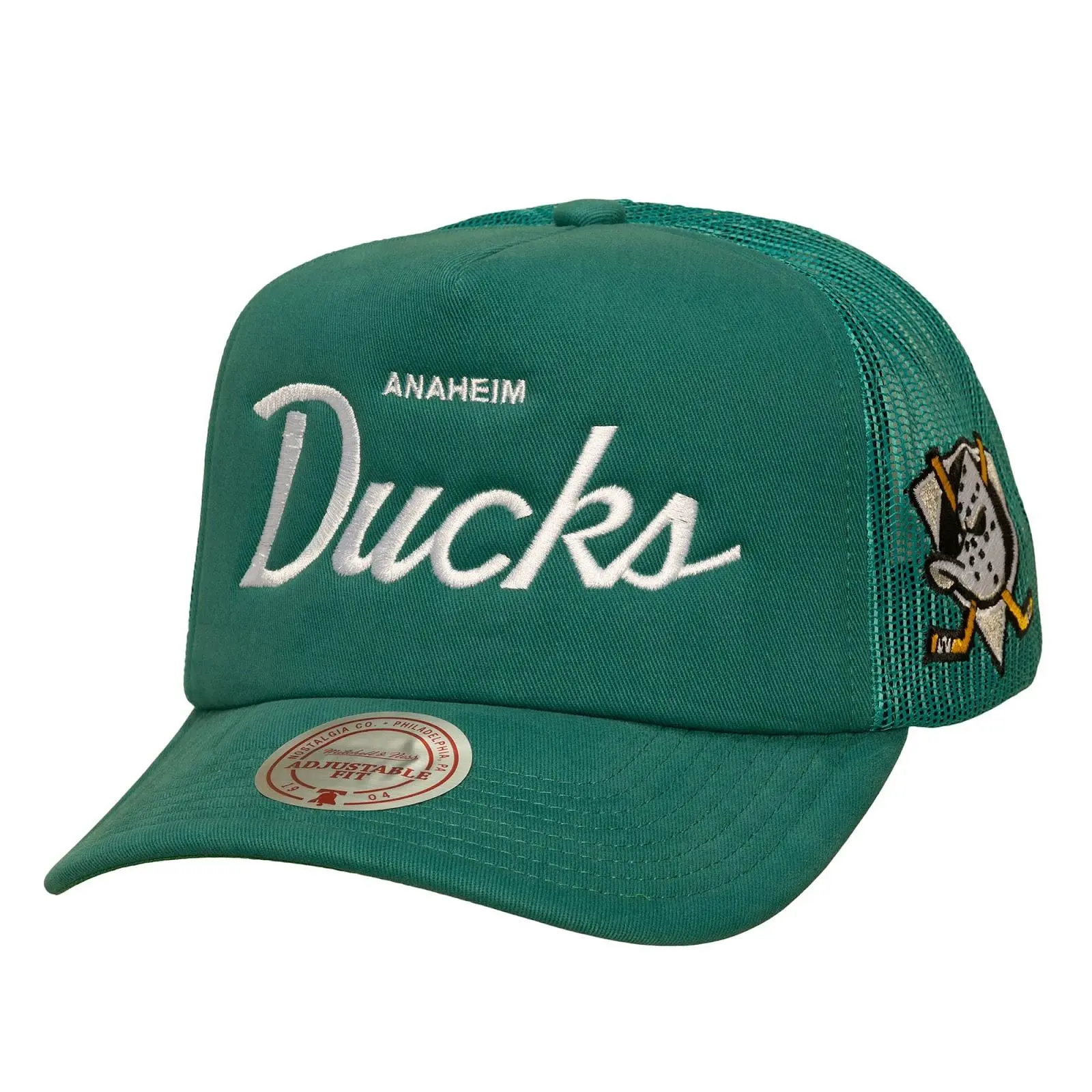 Anaheim Ducks Teal Head Coach Vintage Trucker Adjustable Hat NHL Throwback Cap Fan Gear Mitchell & Ness