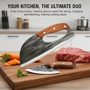 Buy 1 Get 1 Free Forged Kitchen Knife Set - Sharp Durable Meat Cleaver Chef Knife, Ergonomic Non-Slip Handle, Precision Cutting Bone Chopper Gift Box