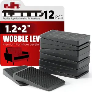 Furniture Leveler 12pcs Kit Size Variety |   Multi-Purpose Rubber Shim for Leveling Feet Stable |   Anti-Wobble Pad for Uneven Table, Dresser Leg, Toliet and More Furniture |   Prevent from Wobbling