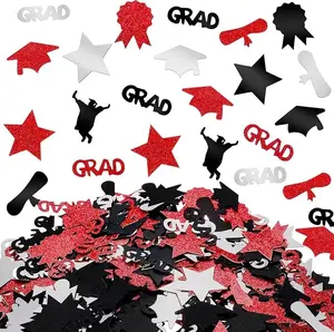 420 PCS Congrats Grad Graduation Confetti Graduation Decorations Grad Star Graduation Cap Grad Diploma for Graduation Party Table Decorations (Blue, Black, Gold)
