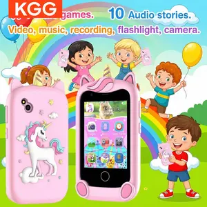KGG Cute Cartoon Mini Kids Smart Phone with 17 Educational Games & 10 Stories, Touch Screen Learning Toy for Students, Calendar, Calculator, Dual Cameras, Video & MP3 Player, Perfect Festival Gift for Boys & Girls