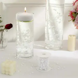 Faux Pearl String Beads Vase Filler, White DIY Craft Fishing Line Pearl Chains 100ft