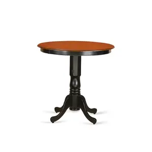 East West Furniture Indoor Counter Height Circular Table - Glossy Black & Cherry Finish, Ornate Pedestal Base, Stylish Design, Dining Room Centerpiece for Any Occasions