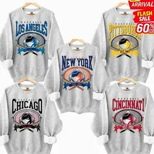 [SALE OFF 56%] Vintage Sports Baseball Sweatshirt Graphic All Team Baseball Shirt - Sport Grey Color, Ballpark Game Day Top Unisex Baseball Fan Crewneck, Custom Team 33Z