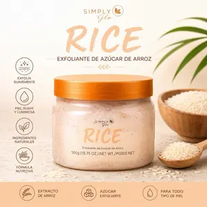 Simply Glo Rice Shea Sugar Scrub – Rice Extract Exfoliating Body Scrub, Gentle Skin Polish, 19.75 oz (560g)