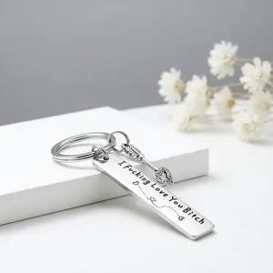 Best Friend Keychain for Women, Stainless Steel Personalized Engraved Key Chain - "I Love You Babe", Cute Trendy Friendship Gift for Bestie BFF Female Best Friends, Birthday Christmas Present