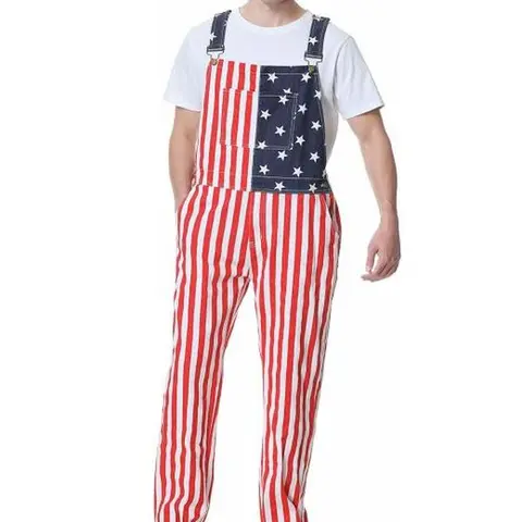 YUANBANG Veterans Day American Flag Overalls Halloween Men's and Women's Stretch Denim Jumpsuit Patriotic Holiday Coveralls Casual Fashion Summer Fall Winter Romper Couples Gifts for Dad Mom Party BBQ Beach Wear Y2K Concert Menswear Country Boys Love