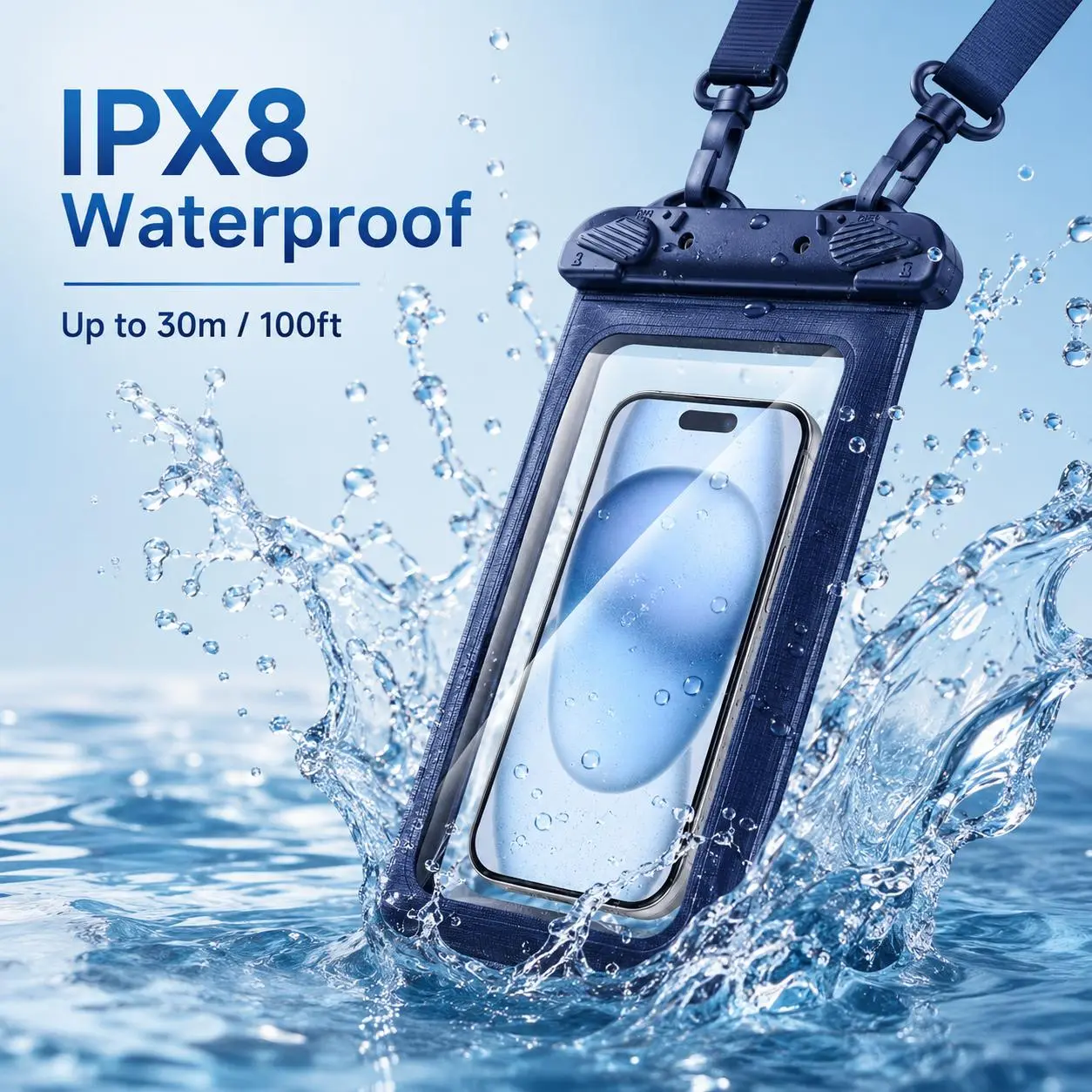 1× Waterproof Phone Pouch for All Cell Phones - Large Capacity, Floatable, Adjustable Neck Lanyard, Full Touch Basic Screen Operation, Casual Outdoor Beach & Pool Summer Home Supplies Storage Bag