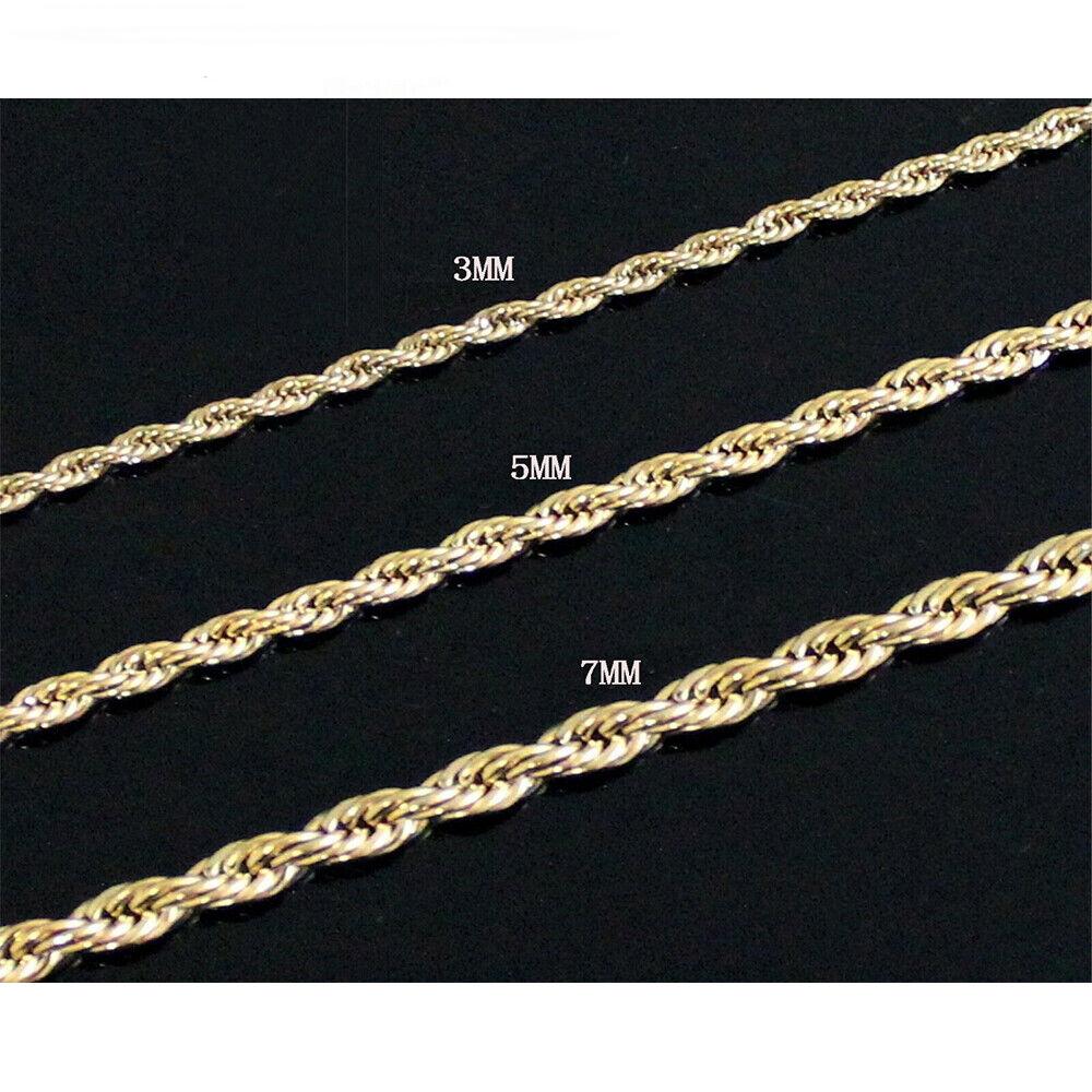 3/5/7mm Gold Plated Stainless Steel Twisted Rope Chain Necklace Choker 16-30" For Men Women Daily Jewelry Christmas Gift 3/5/7mm Gold Plated Stainless Steel Twisted Rope Chain Necklace Choker 16-30" For Men Women Daily Jewelry Christmas Gift