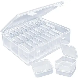30 Pack Bead Organizer Box, Clear Plastic Storage Containers with Hinged Lids for Jewelry Making, Crafts, Beads, Small Parts Organization, Mini Craft Supply Cases