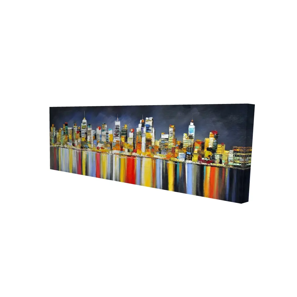 212 MAIN 16x48 in. Artistic Colorful Night Cityscape Wall Art Print - Industrial Minimalist Design, Modern Abstract Design, High-Def Print, Contemporary Bedroom Decor, Ideal Home Decor Gift