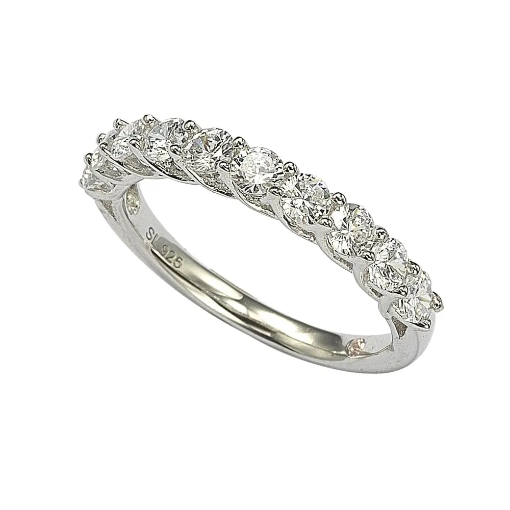 Suzy Levian Sterling Silver White Cubic Zirconia Half Band