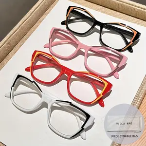 4 pairs of anti-blue light reading glasses, with telescopic spring temple, cat eye design, reading glasses, 1.0X 4.0 optional