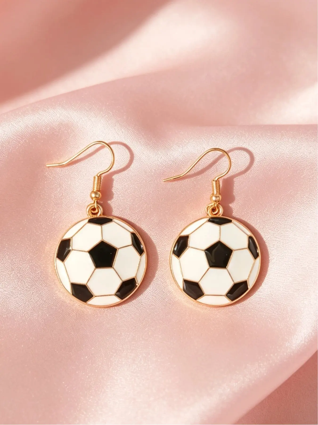 1 Pair Gold Football Earrings for Women | Large Soccer Ball Drop Earrings for Sports Fans & Game Day,Great Gift for Friends, Dangling Earrings