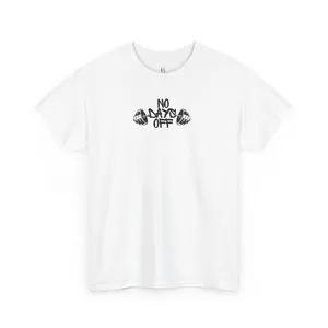 No Days Off Heavy Cotton Workout Tee for Fitness Training & Activewear - Durable Reinforced Shoulders & Soft Breathable US Cotton - Unisex Classic Fit