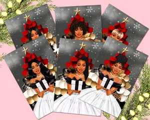 6 Cards - African American Christmas Greeting Cards - Christmas Card - Holiday Greeting Card