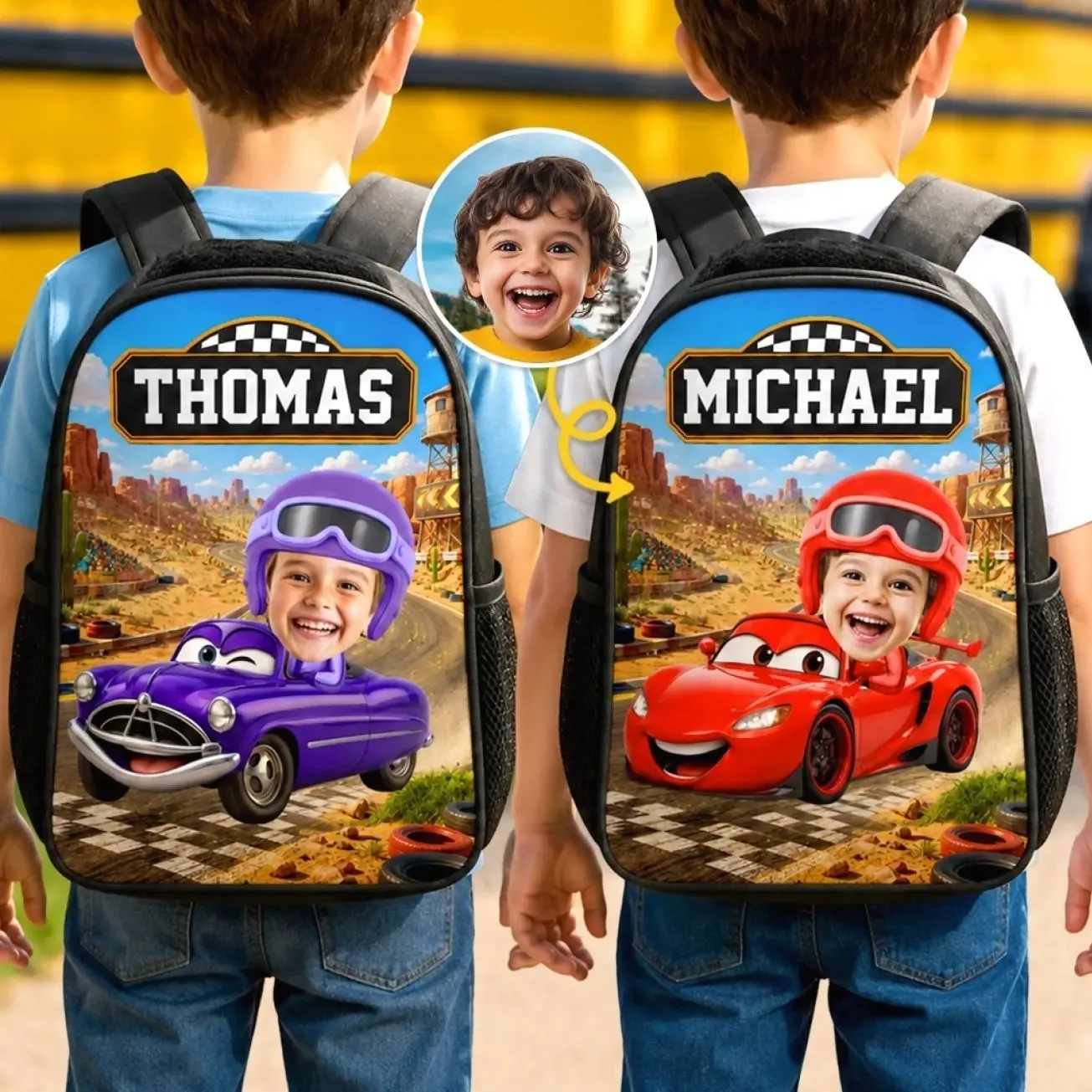 Custom Photo Kids Front Printed Backpack - Personalized Back To School Gifts For Kids - Cruising Into Adventure