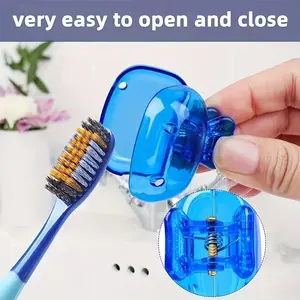 Multiple Colors to Choose Toothbrush Storage Clip Household Portable Travel Essential Protective Cap of Toothbrush Storage Box Portable Toothbrush Head Protection Clip Set, Protect Your Toothbrush Tidy Travel Essential Toothbrush Cover