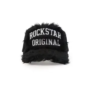 Donnesha Black Shaggy Fur Trucker Hat
