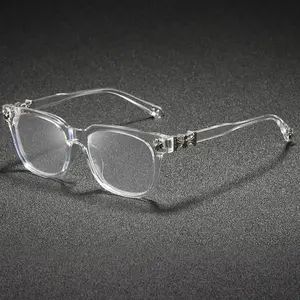 2026 Fashion Metal Square Frame Flat Lens Glasses, Versatile Outdoor & Casual Style, Anti-Blue Light, Trendy All-Season Eyewear, Plain Design