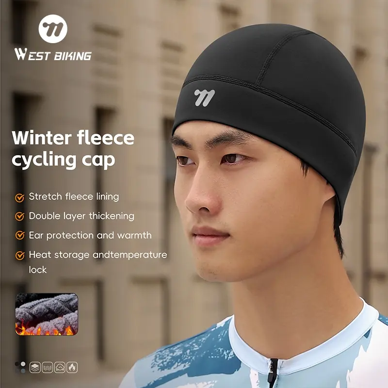 WEST BIKING Winter Fleece Lining Cycling Cap Warm Comfortable Unisex Bicycle Cap Windproof Ear Protection Bike Cap