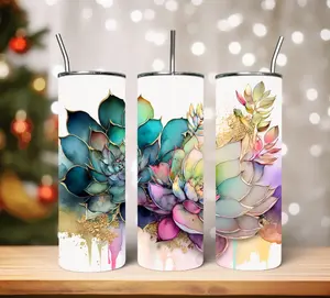 Watercolor Succulents Tumbler Stainless Steel Drinkware