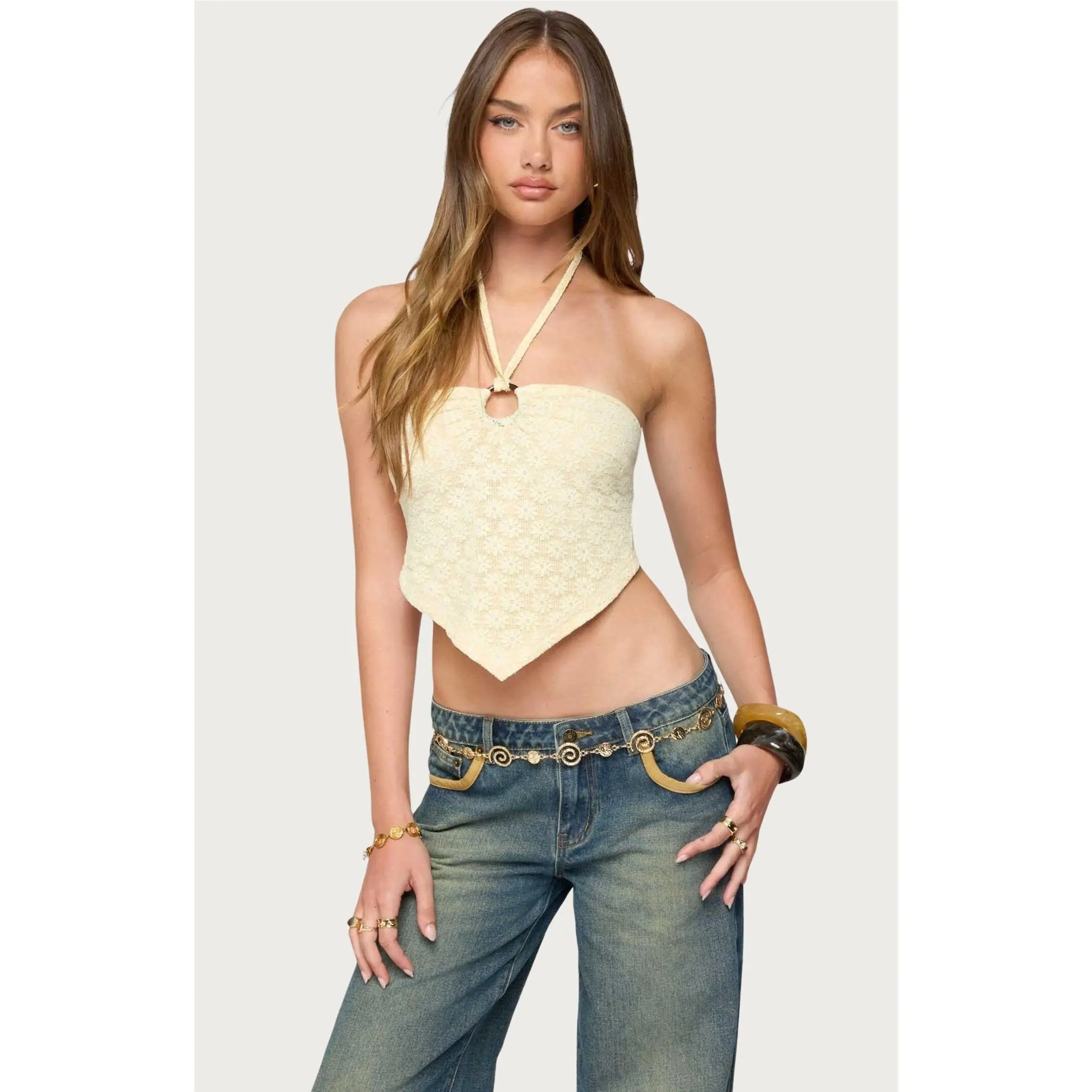 Edikted Women's Alana Floral Handkerchief Halter Top