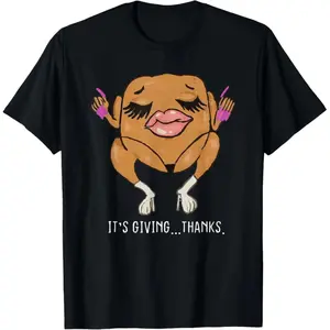 🦃It’s Giving Thanks Turkey Funny Thanksgiving Meme T-Shirt – Cotton Graphic Tee, Streetwear Gift for Thanksgiving Lovers, Humorous Holiday Apparel🦃