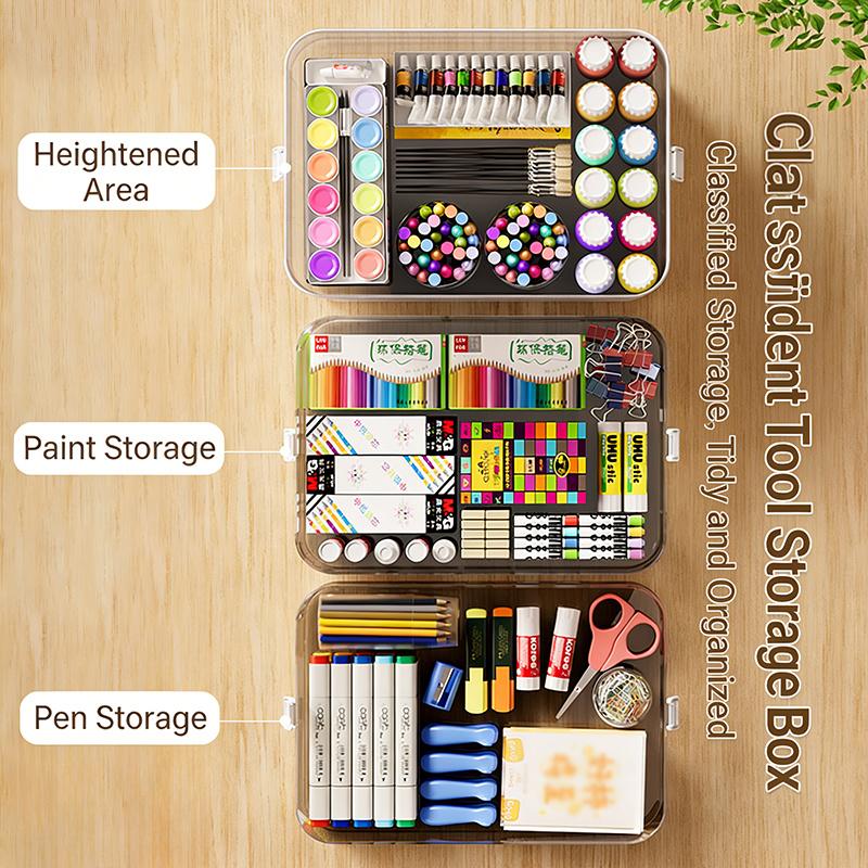 layer Plastic Storage Box | Transparent Organizing Box with Handles - Durable and Easy to Clean - Suitable for