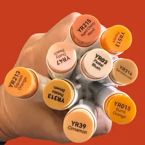 Yellow Red Ohuhu Honolulu B Brush/Fine tip. Manufactured by Ohuhu — Sold by The Marker Monster (Authorized Reseller) Artist Supplies Coloring Supplies