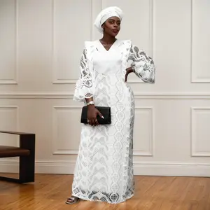 Women's WHITE / YELLOW / GREEN / BLUE / PINK /PURPLE Color Lace Kaftan Dress Embroidery Rhinestone Evening Party Gown Plus Size