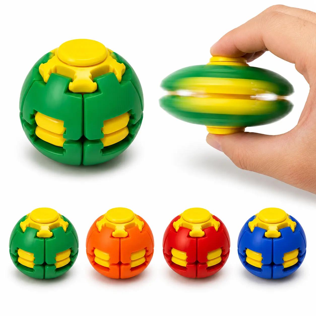 Fidget Ball Toy, Smooth Spinning Sensory Gyro Toy, Press-to-Spin Stress Relief Desk Gadget, Calming Anxiety Toy for Kids & Adults