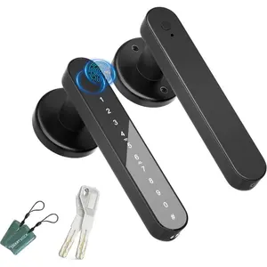Fingerprint Door Lock, Door knob,biometric Door Lock,with passcode keypad Fobs keyless Entry Door Handle,for Bedroom  Hotel Office Apartment (Black)  HARD EDGEHARD EDGE