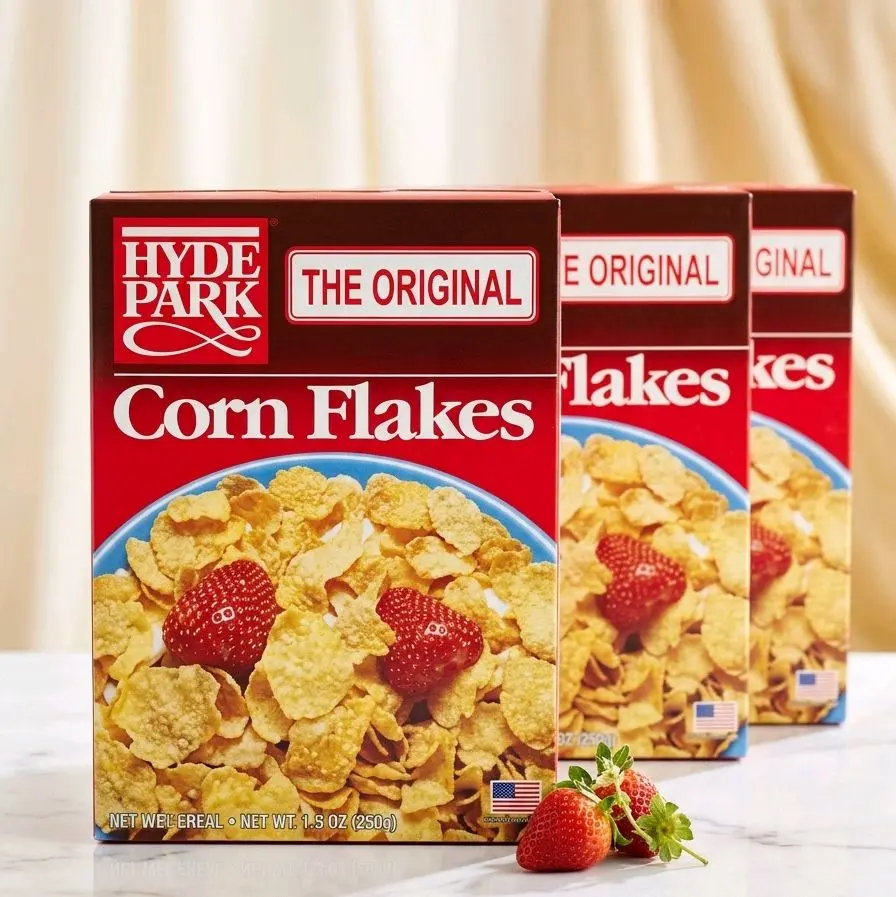 Hyde Park Original Flavor Corn Flakes Cereals, 3-Pack Food Boxes - Plant-Based Gluten-Free Snacks