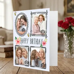 Personalized Birthday Card for Mom, Custom Photo Greeting Card Unique Gift for Mother or your loved ones