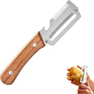 Three-In-One Stainless Steel Vegetable Peeler Slicer, Garlic Chopper Function, Ergonomic Non-Slip Handle, Durable Kitchen Tool