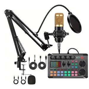 Podcast Equipment Bundle,Podcast Equipment Bundle with Voice Changer, For Vlog Living Broadcast Live Streaming, Condenser Mic with Live Sound Card Kit, Audio Mixer, Live Sound Card - Audio Interface