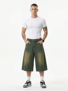 CAONAT Men’s Baggy Denim Shorts – Loose Fit Jean Shorts for Men, Elastic Waist Casual Summer Shorts, Wide Leg Streetwear, Comfortable Breathable Jean Shorts